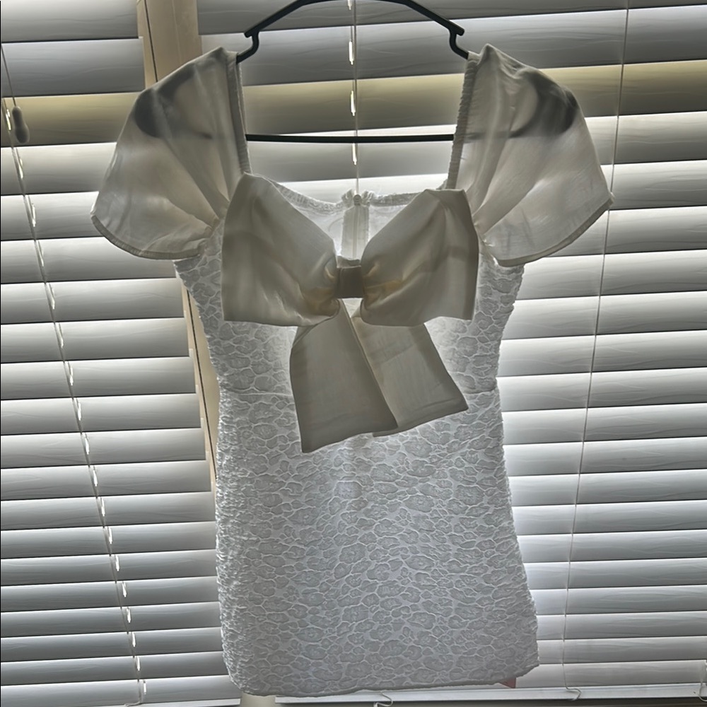 SHEIN White Lace Mini Dress with Bow